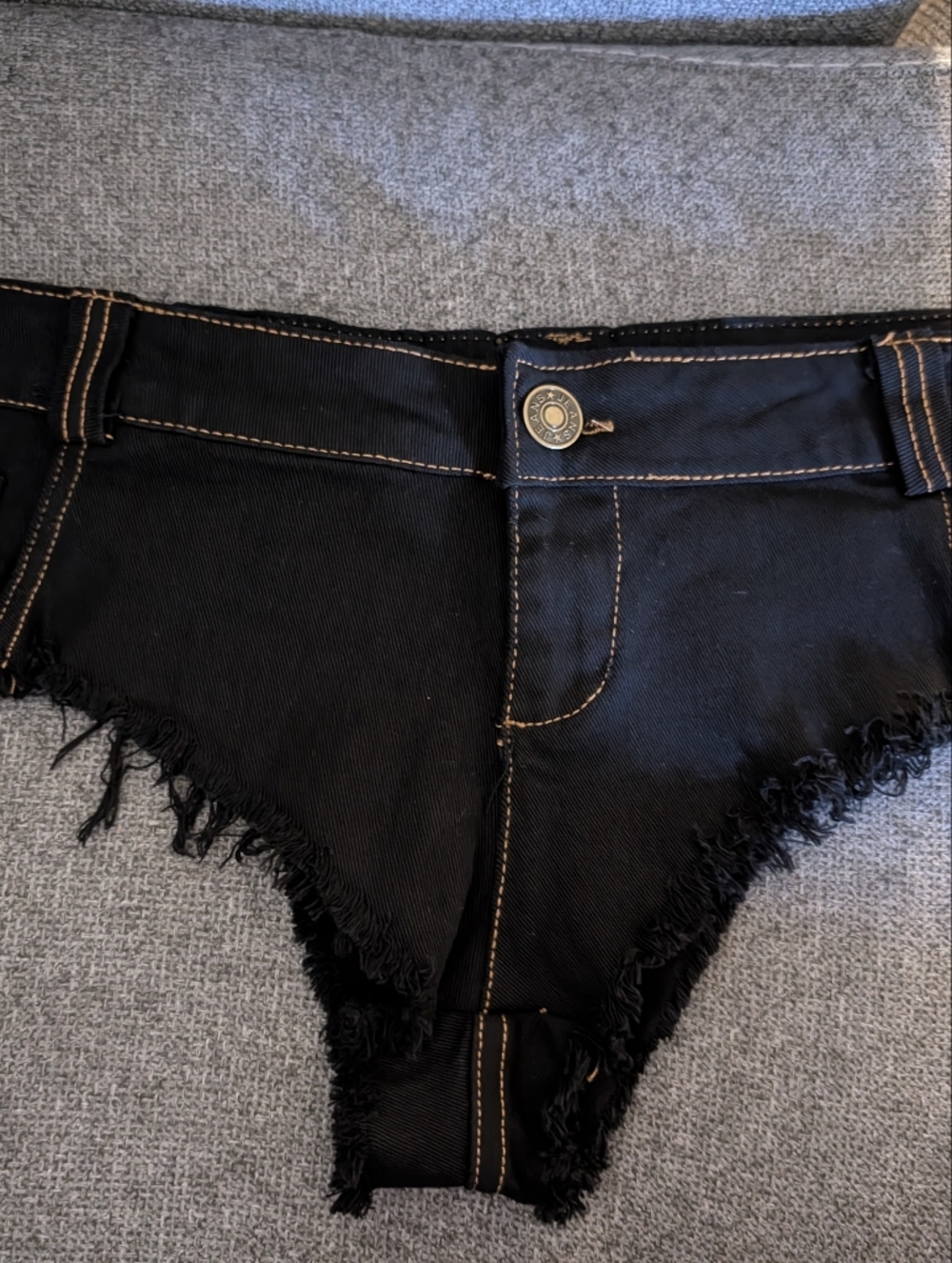 Faith Connexion Black Denim Jeans with Cream Leather Logo Patch